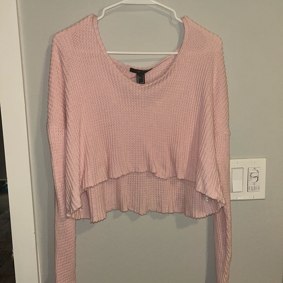 Forever 21 Light Pink Waffle Knit Crop Top - Picture 1 of 2